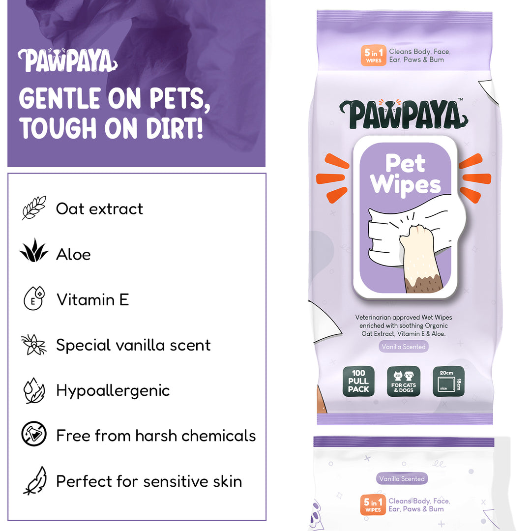 Pawpaya Pet Wipes Made for All Cats and Dogs | 100 Pull Pack