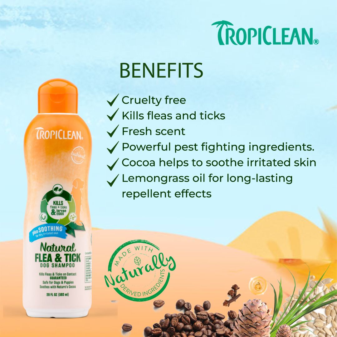 Tropiclean Natural Flea & Tick Shampoo For Pets With Plus Soothing