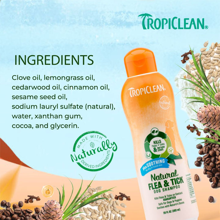 Tropiclean Natural Flea & Tick Shampoo For Pets With Plus Soothing