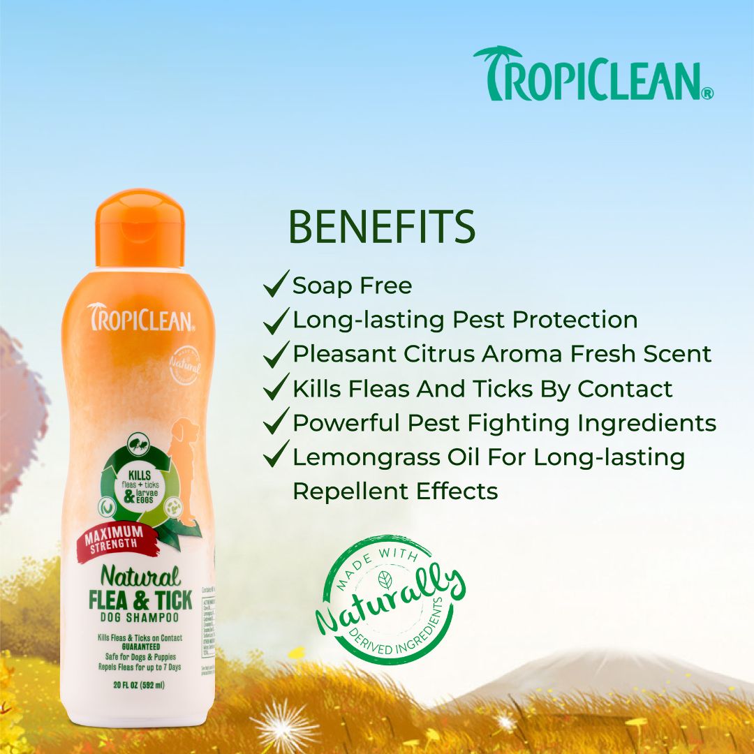 Tropiclean Natural Flea & Tick Maximum Strength Pet Shampoo