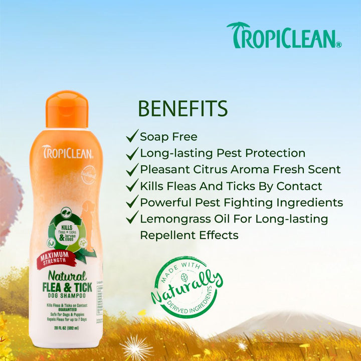 Tropiclean Natural Flea & Tick Maximum Strength Pet Shampoo