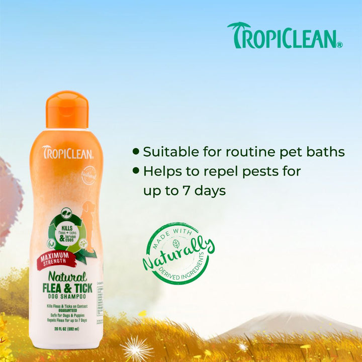 Tropiclean Natural Flea & Tick Maximum Strength Pet Shampoo