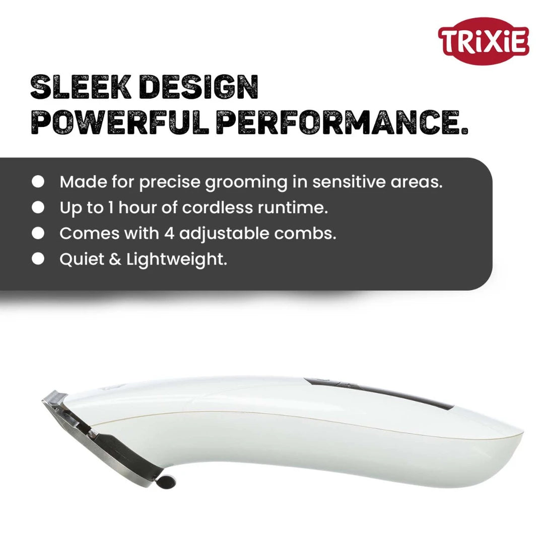 Trixie TR1600 Cordless Clipper – Adjustable Stainless Steel Blade, 2.5 Hr Runtime
