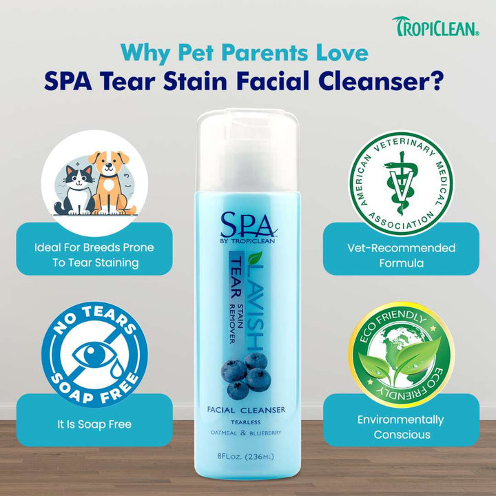 Tropiclean Soap Free SPA Tear Stain Remover for Pets (236 ML)