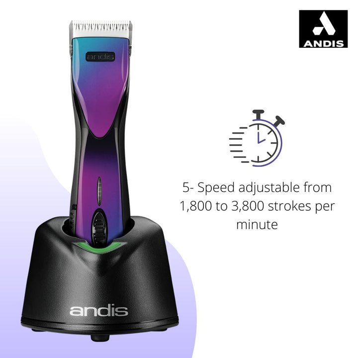Purple Galaxy Andis DBLC Pulse ZR II, Cordless Design, Heavy-duty, Detachable Blade, Removable Battery, Ideal for Thick Coats
