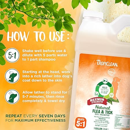 Tropiclean Natural Flea & Tick Maximum Strength Shampoo For Dogs, 3.8 L