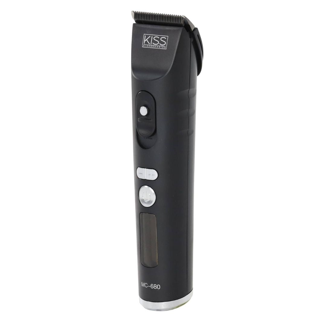 Professional MC-680 KISS Cordless Pet Clipper with 4-hour battery life, adjustable speed, and quiet performance for pet grooming