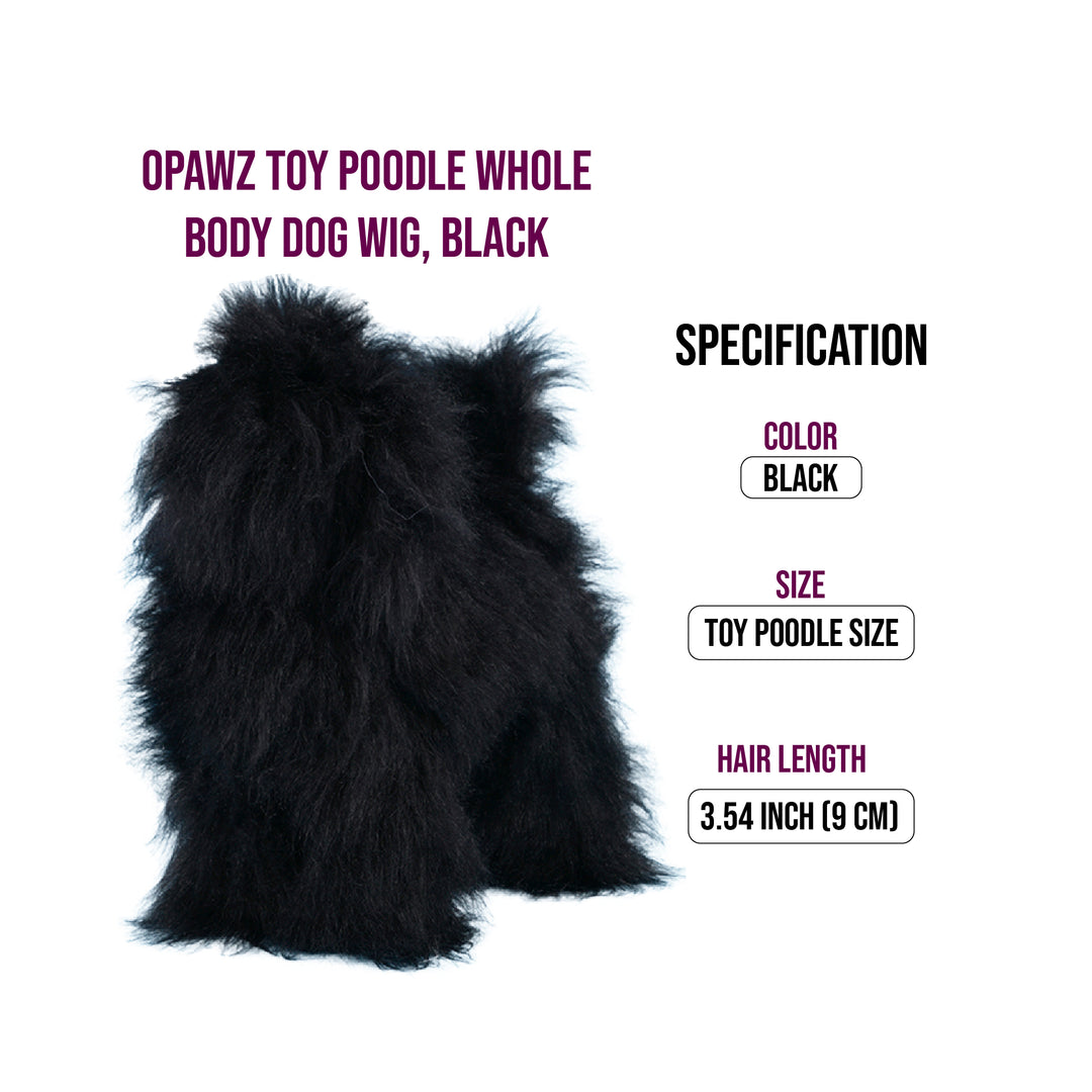 Opawz Toy Poodle Whole Body Dog Wig, Black
