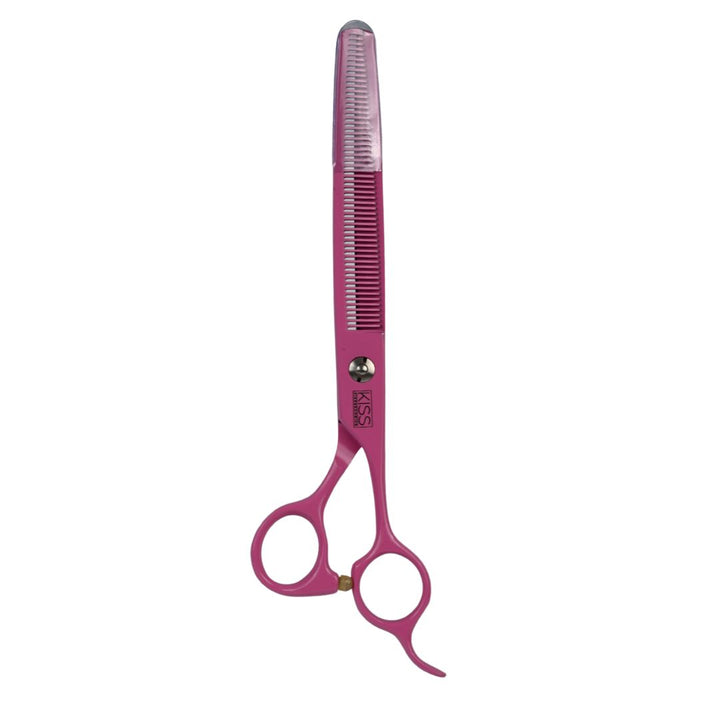 grooming toolkit scissors, salon scissors pink, swan grooming tools, professional pet scissors, stylish grooming equipment, sharp grooming scissors, titanium edge scissors, close-up grooming blades, thinning shears detail, sw51275 pink shears, swan thinner scissors, titanium grooming scissors, pink pet grooming shears, 7.5 inch thinning scissors, texturizing scissors for dogs