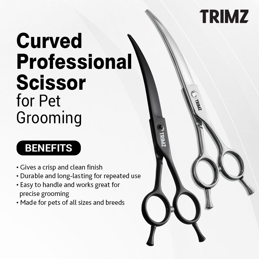 Trimz Premium looking Curved Professional Scissors for Pet Grooming