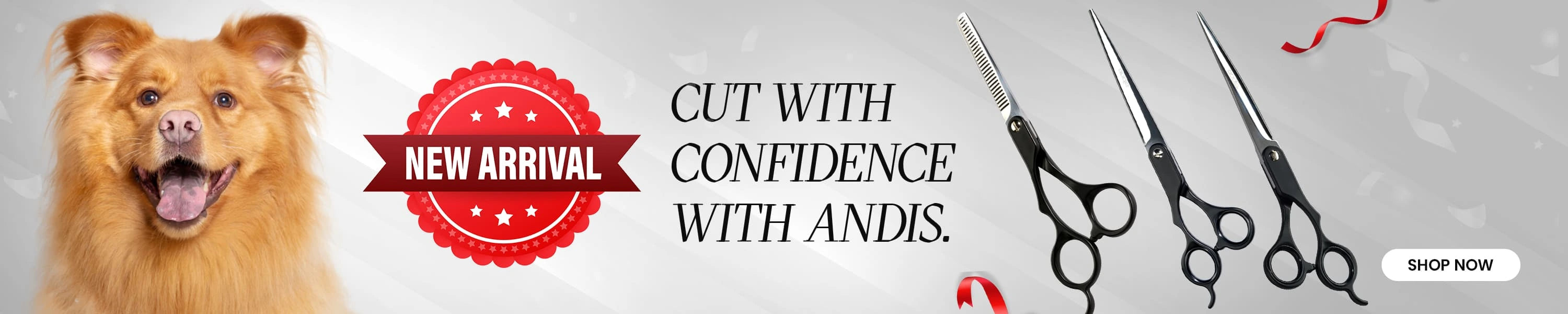 Andis new arrival scissors banner – professional grooming shears, dog grooming scissors new, pet groomer tools India, Andis scissors launch, detailing shears banner, shop Andis blades & scissors, Andis new scissors mobile banner – professional grooming shears India, Andis scissors new arrival, mobile banner for scissors launch, dog grooming tools mobile view