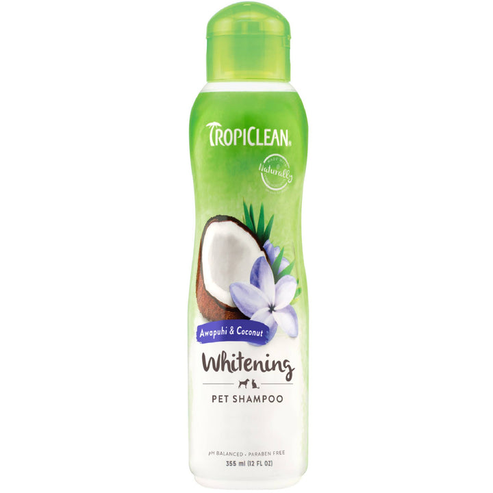 Whiter brights, softer fur! Tropiclean Awapuhi & Coconut Shampoo is perfect for all pets. It brightens, enhances color, soothes dry skin, and leaves fur irresistibly fresh. Shop Now at ABK Grooming (India)!