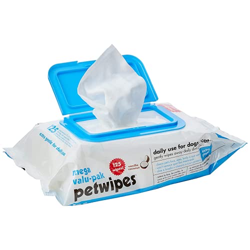 Petkin Pet Wipes Mega Value Pull Pack, 125 pcs