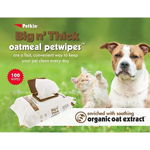 Petkin Big N Thick Oatmeal Pet Wipes, 100 Wipes