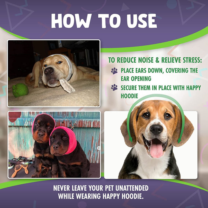 Happy Hoodie Dog Grooming Tool for Calming Dogs, (Purple) Pack of 2 ( 1 S + 1 L)