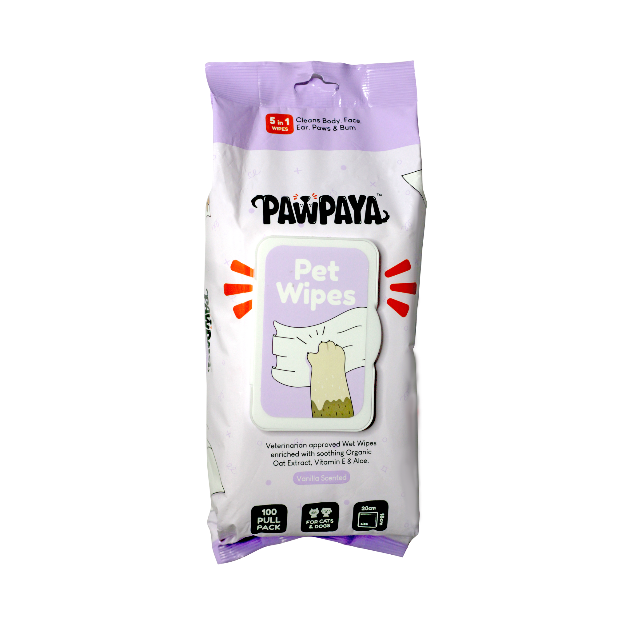 Pawpaya Pet Wipes Made for All Cats and Dogs | 100 Pull Pack