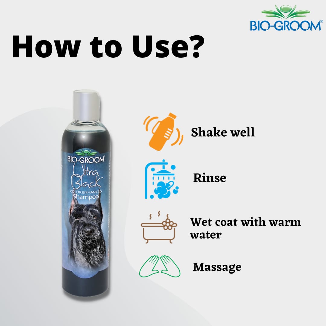 Bio-Groom Ultra Black Colour Enhancing Pet Grooming Shampoo for Cats and Dogs, 355 ml