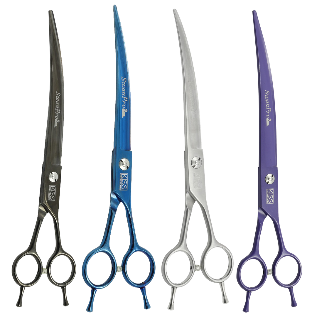 Swan Curved Scissors for Pets - 7.5 inch (Silver)