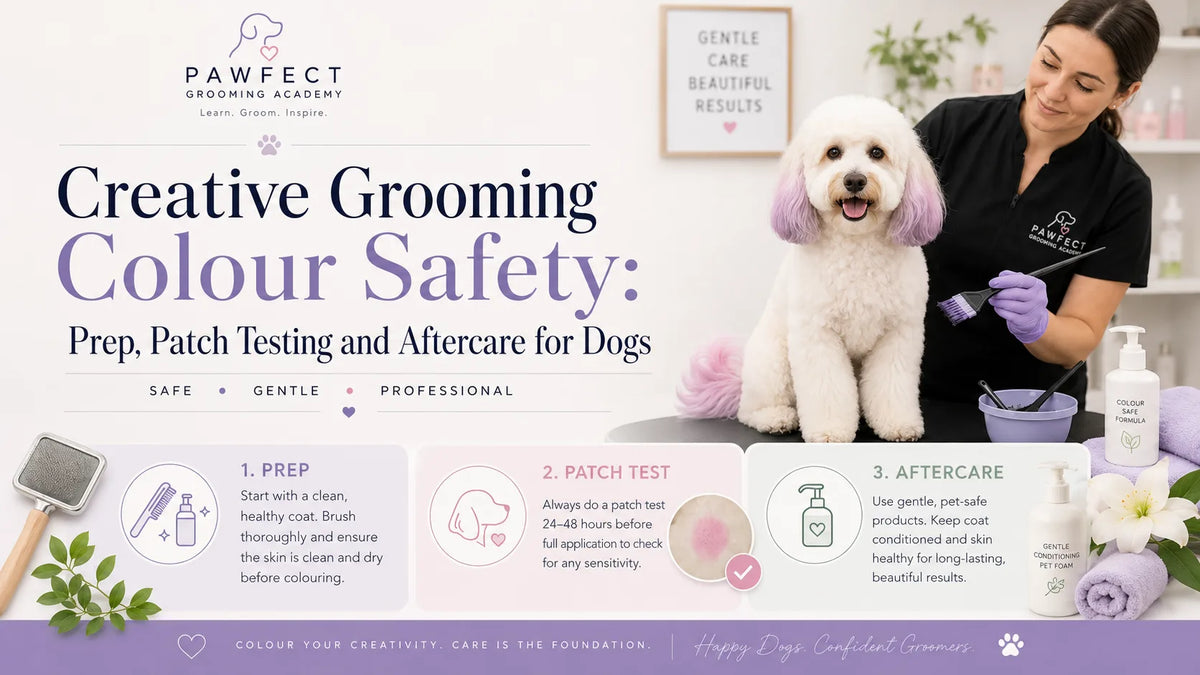 Dog Hair Dye Safety: Creative Grooming Colour Prep, Patch Testing and Aftercare