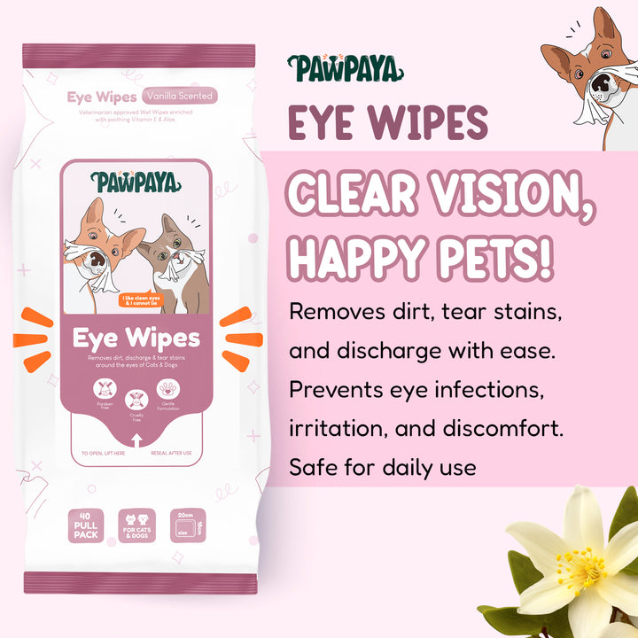 Pawpaya Pet Eye Wipes Made for All Cats and Dogs | 25 Wipes