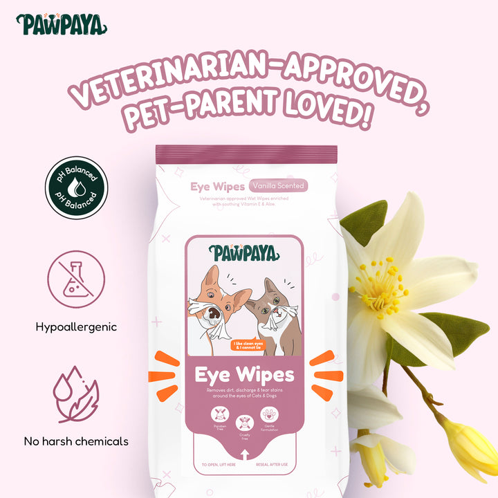 Pawpaya Pet Eye Wipes Made for All Cats and Dogs | 25 Wipes