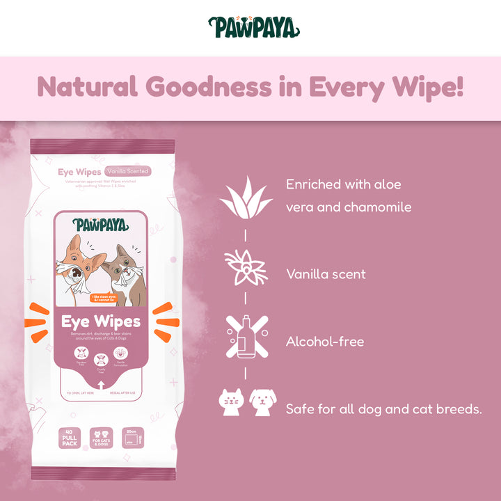 Pawpaya Pet Eye Wipes Made for All Cats and Dogs | 25 Wipes