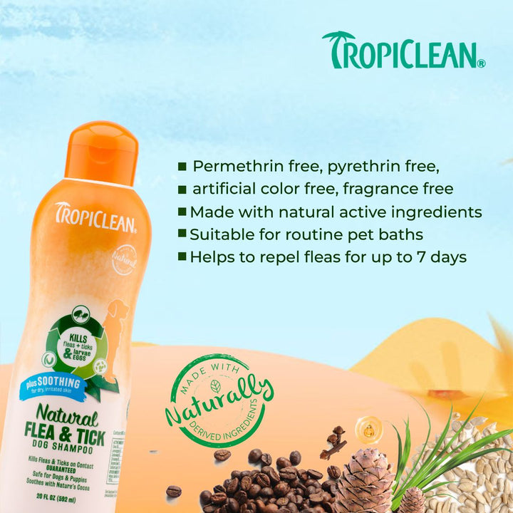 Tropiclean Natural Flea & Tick Shampoo For Pets With Plus Soothing