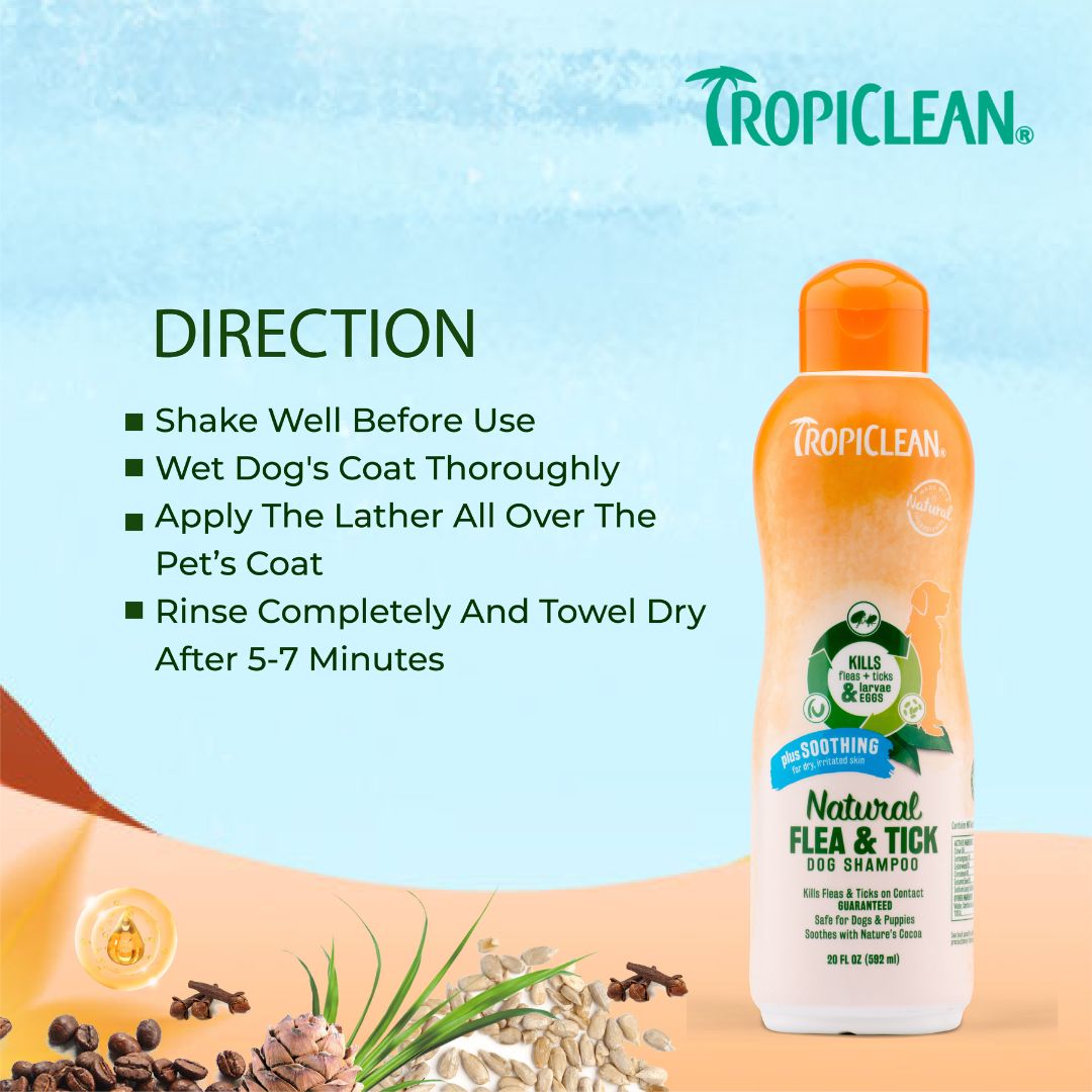 Tropiclean Natural Flea & Tick Shampoo For Pets With Plus Soothing