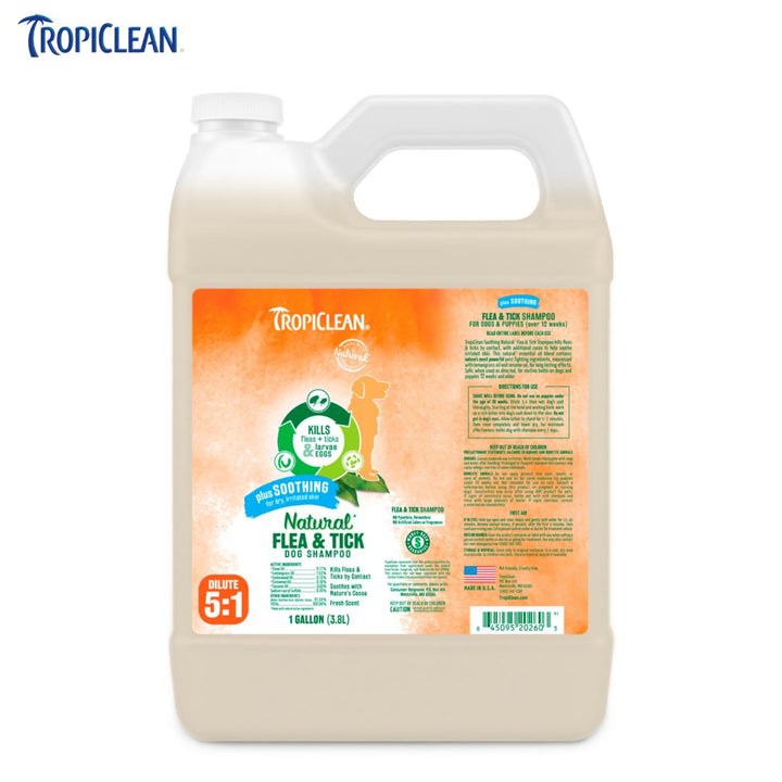 Natural Flea & Tick Shampoo Plus Soothing Gallon, 3.8 litres - ABK Grooming, Natural dog shampoo, Flea and tick treatment,  dog shampoo for flea and tick , Best dog shampoo in India , Shampoo and conditioners, Shampoo best for summer, Under 1000, Shampoo for adult dogs 