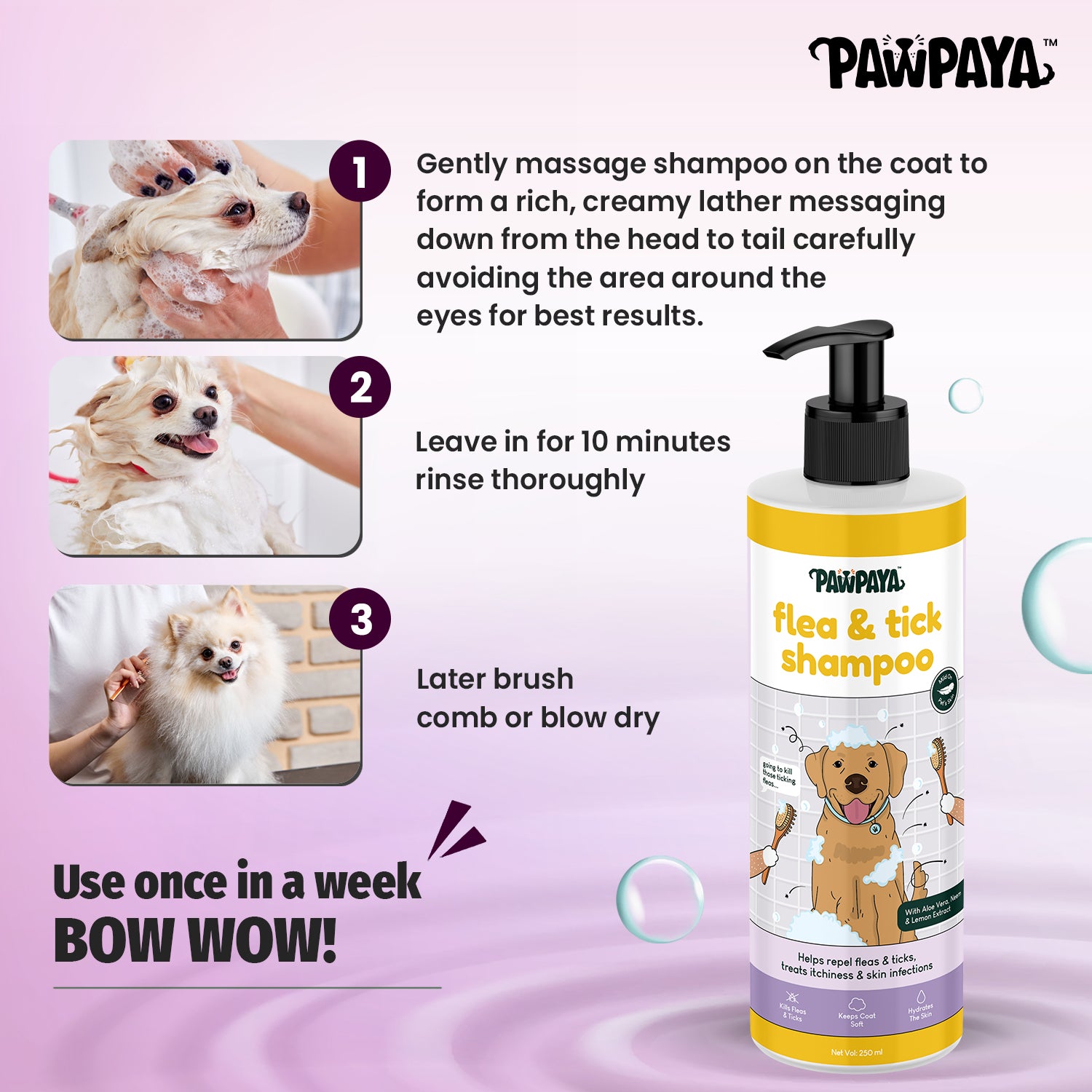 Pawpaya Flea & Tick Shampoo, 250 ml