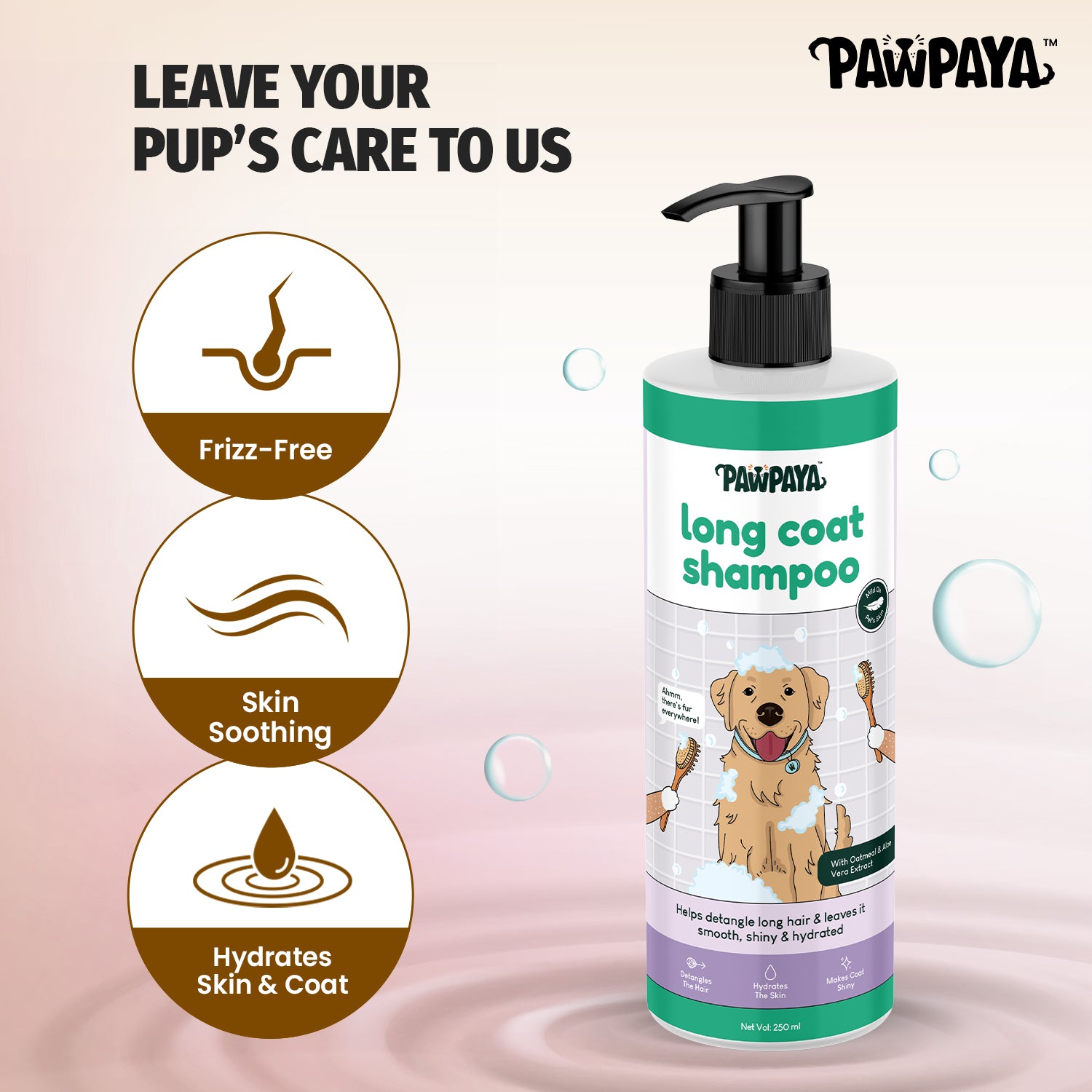 Pawpaya Long Coat Shampoo,  250 ml