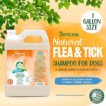 Tropiclean Natural Flea & Tick Shampoo Plus Soothing For Dogs, 3.8L