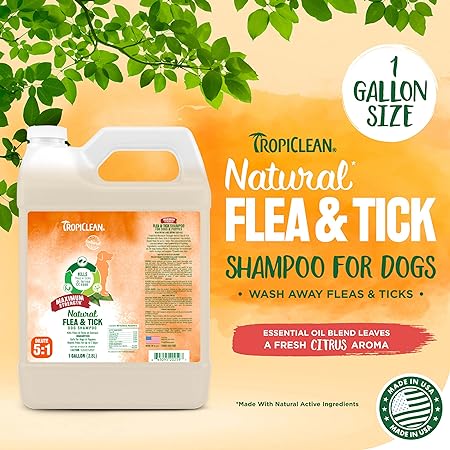 Tropiclean Natural Flea & Tick Maximum Strength Shampoo For Dogs, 3.8 L