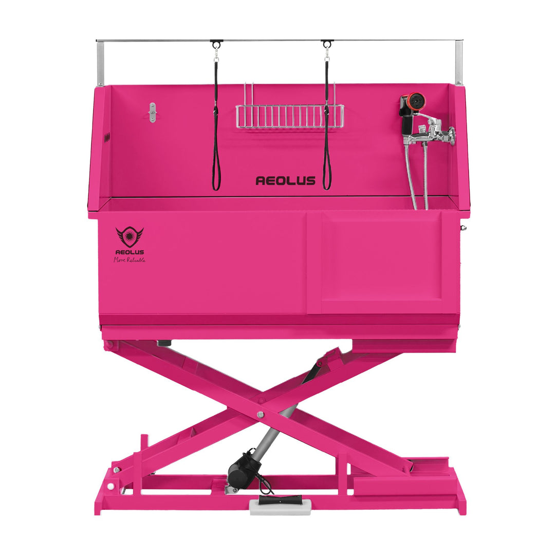 Aeolus Maxima Electric Lifting Bathtub with Sliding Door – Pink