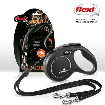 Flexi Duo Cord Black Retractable Dog Leash