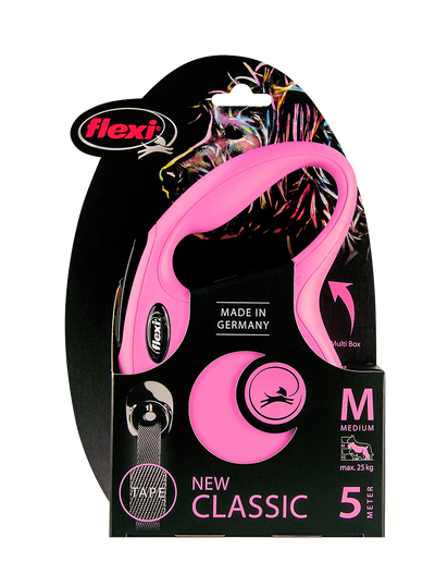 Flexi New Classic Automatic Dog Leash Pause and Lock Nylon Tape,  Medium