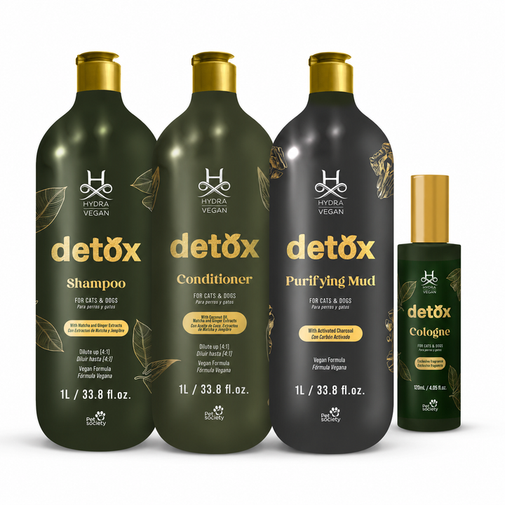 Hydra Vegan Detox Complete Grooming Combo for Dogs & Cats – Shampoo, Conditioner, Purifying Mud & Cologne
