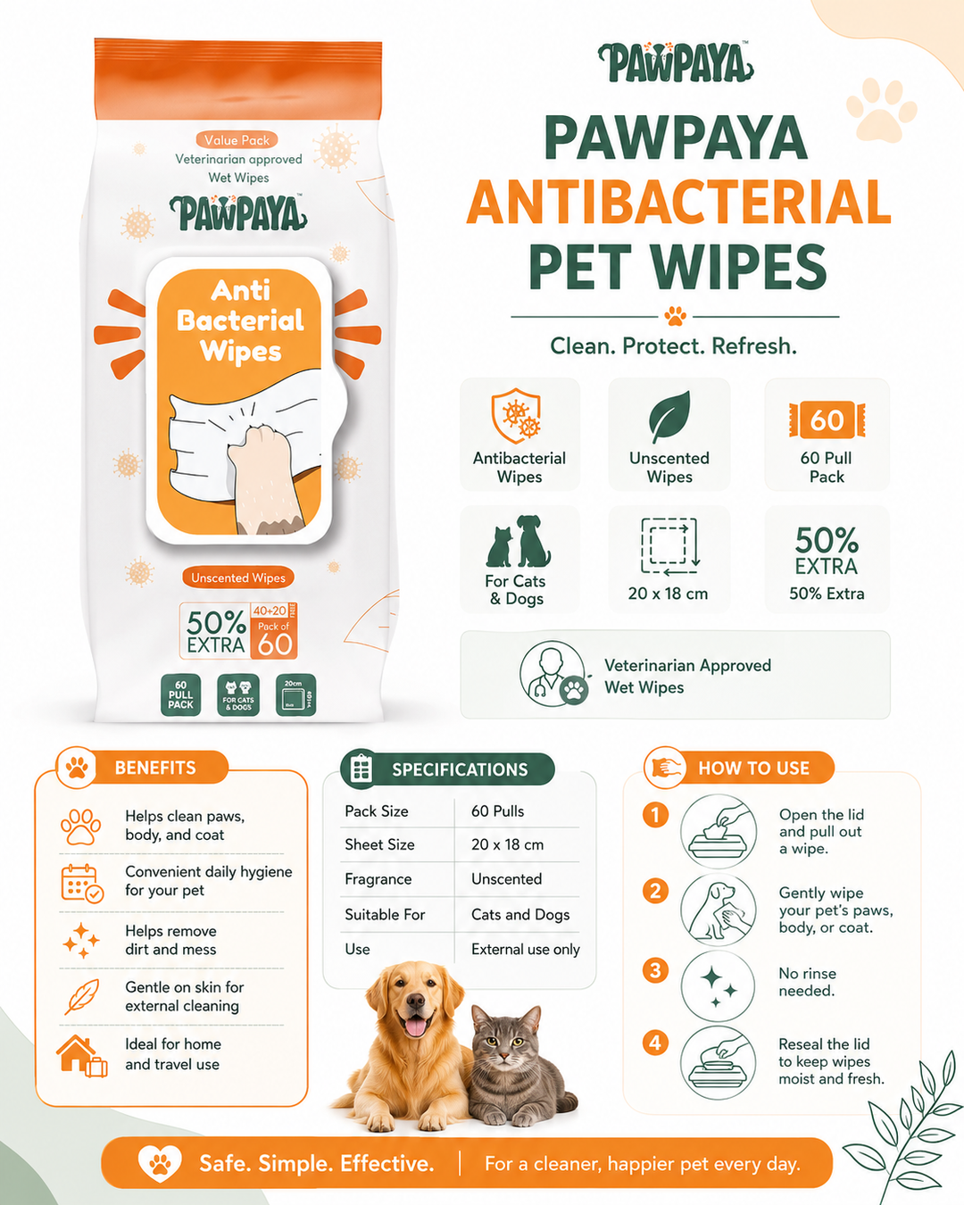 Cyclone Pet Dryer, Quick-Dry Towel & Pawpaya Antibacterial Wipes Combo