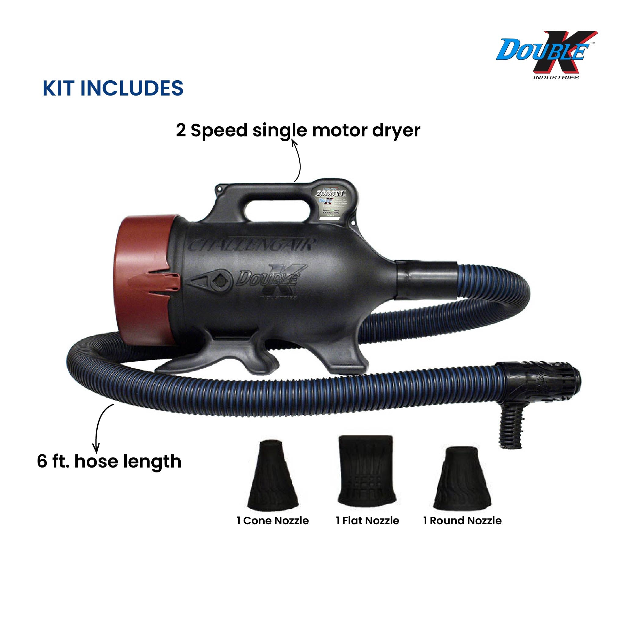 Double K Challengair 2000 Force 2-Speed Single Motor Dog Dryer