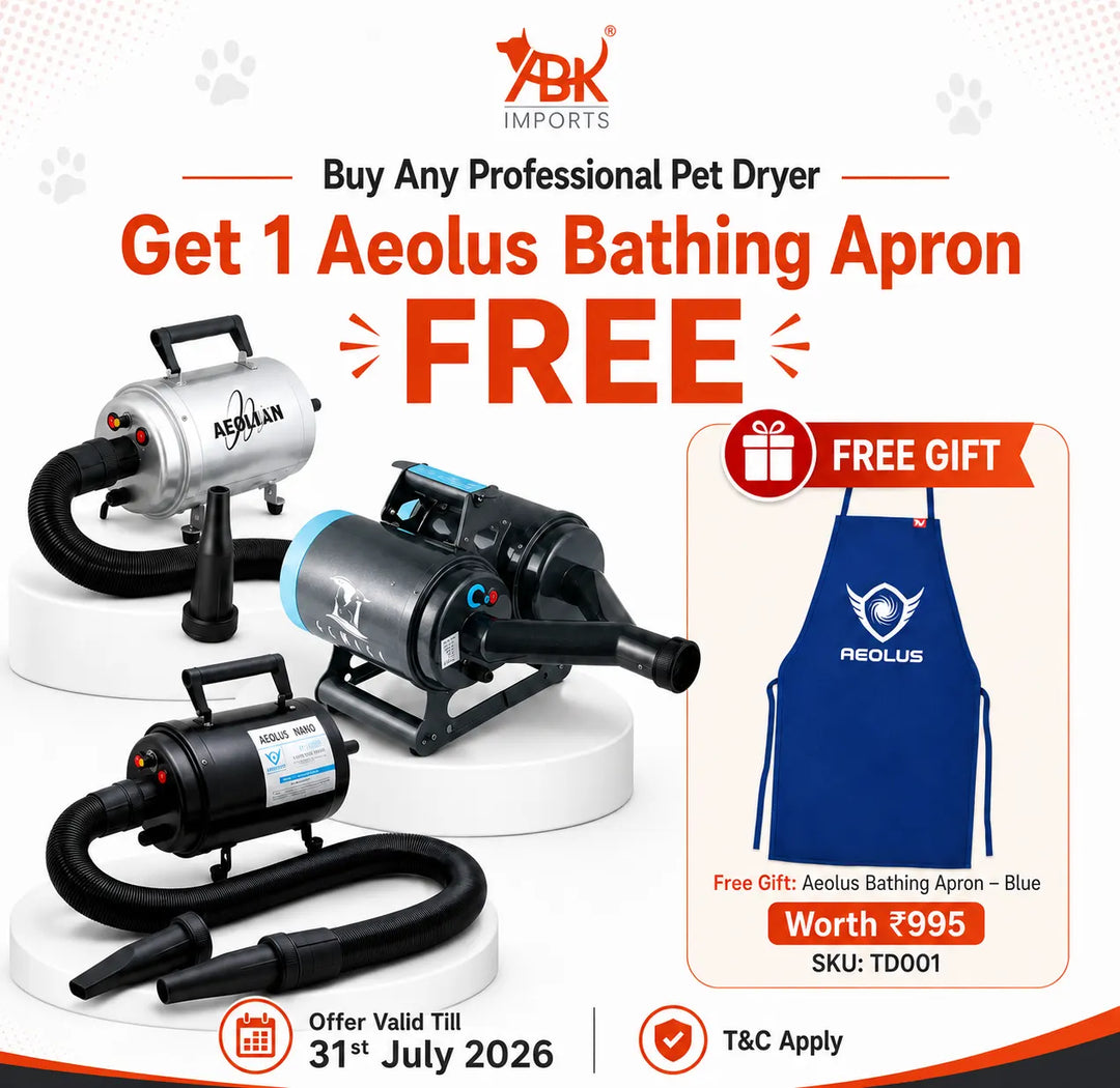 Buy any professional pet dryer and get Aeolus Bathing Apron free