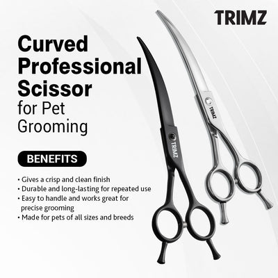 Trimz Premium looking Curved Professional Scissors for Pet Grooming