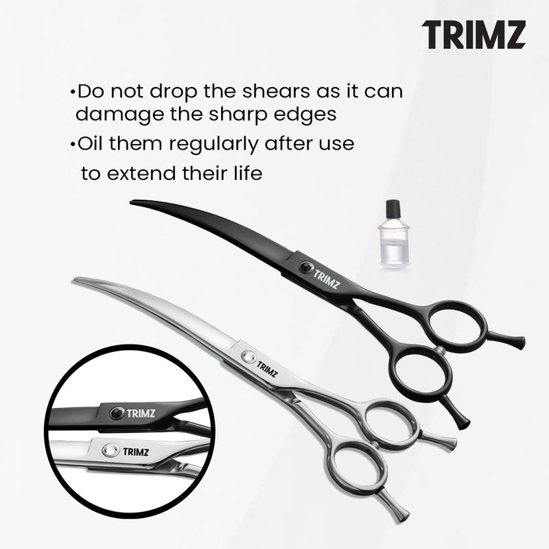 Trimz Curved Scissors come with premium-looking, comfortable grip shanks for proper hand alignment and high-grade stainless steel for durability.