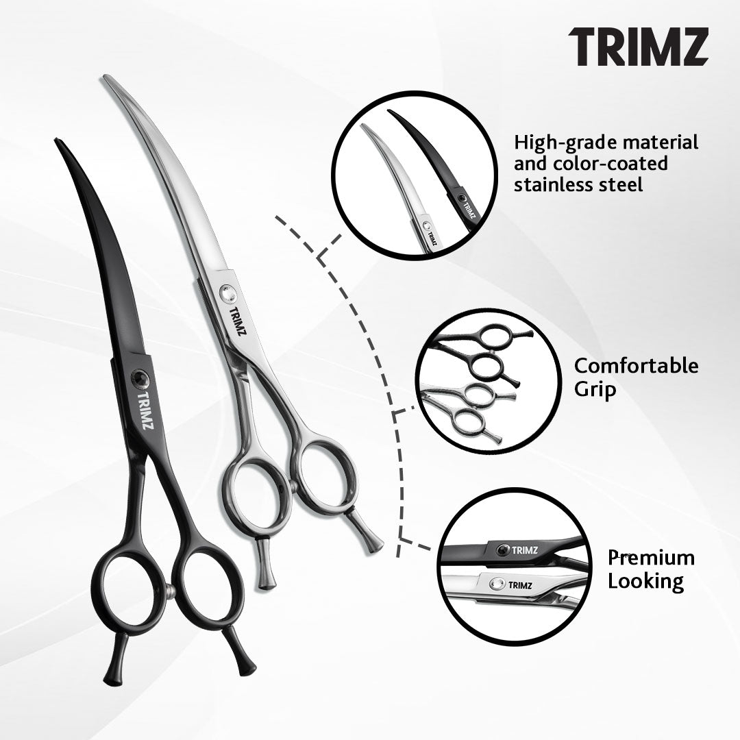 Trimz Premium looking Curved Professional Scissors for Pet Grooming