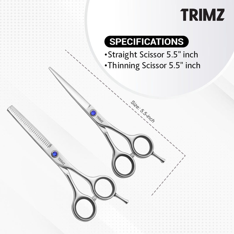 Trimz Scissors Set, 5.5 inches, Sparkling Silver for Grooming Pets
