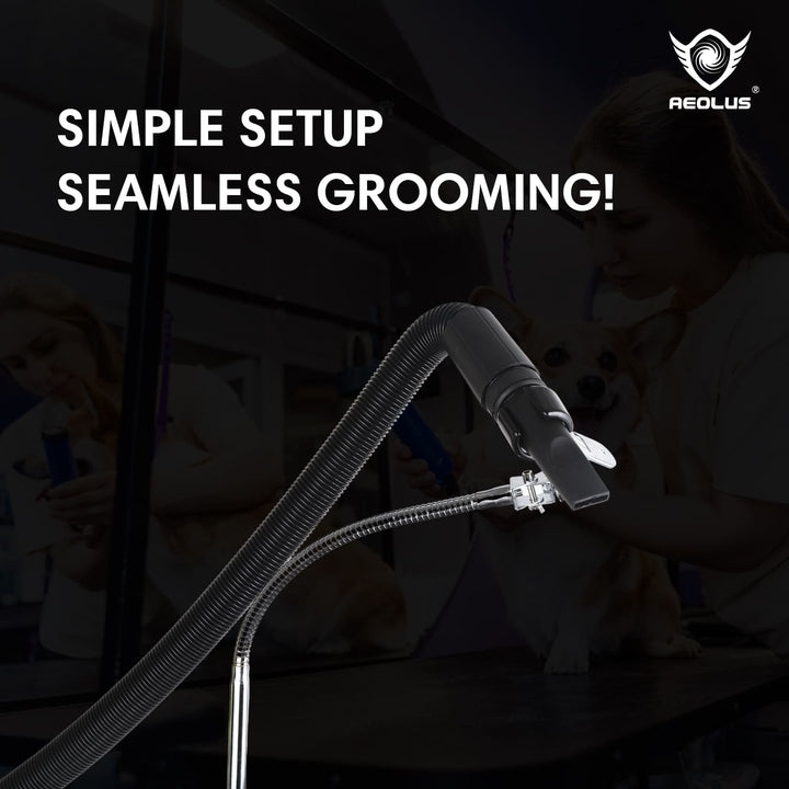 Groomer's Third Arm Pet Grooming Tool, flexible and adjustable grooming arm for professional groomers, durable construction for long-lasting use, hands-free pet grooming solution, perfect for grooming salons and home use, secure restraint for dogs and cats.