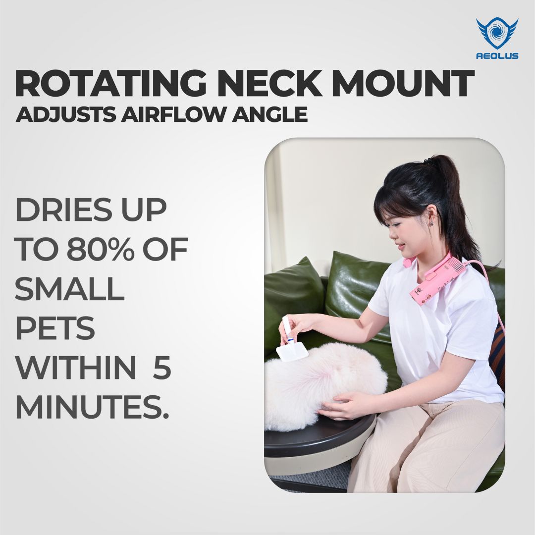 Aeolus Neck-Hanging Hands-Free Pet Dryer (Yellow)