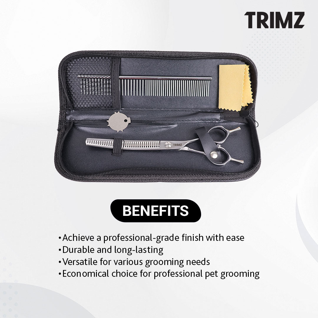 Trimz Pet Grooming Curved Chunker Scissor, 7-Inch