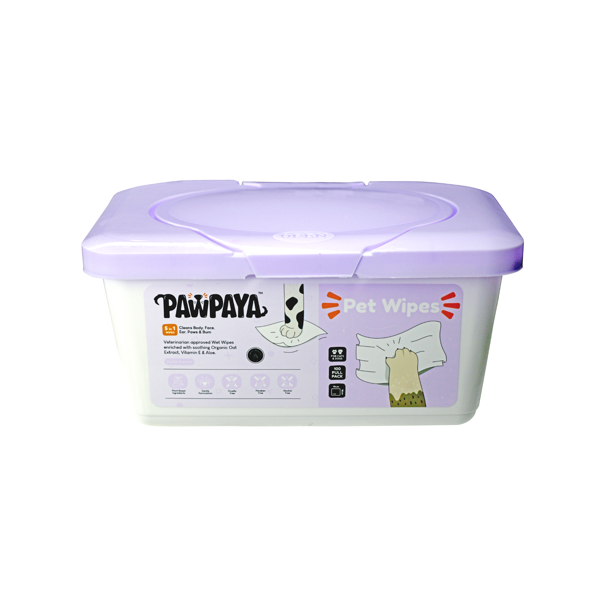 Pawpaya Pet Wipes Made for All Cats and Dogs | 100 Pack Tub