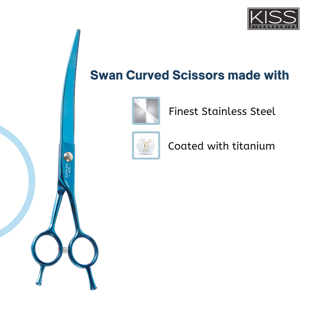 Swan Curved Scissors for Pets, Assorted Colour, 8 inch