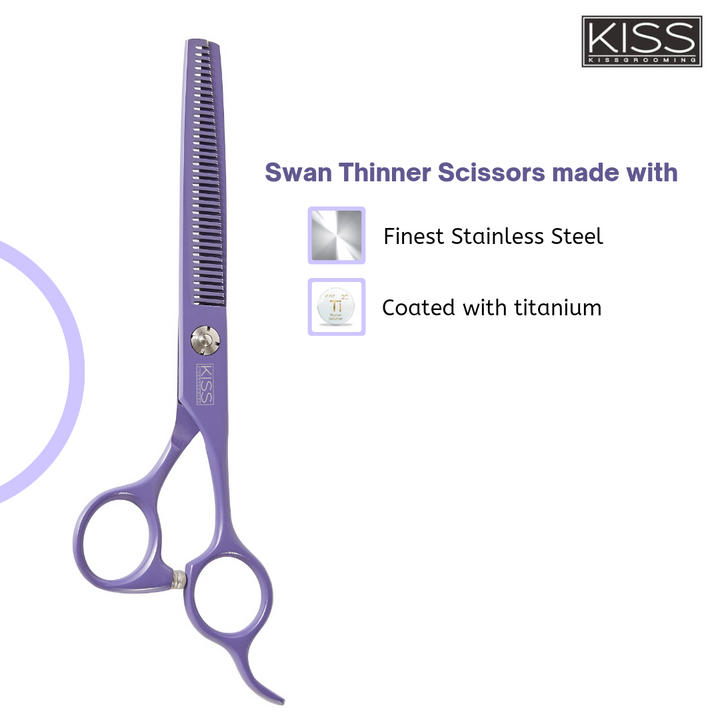 Swan Thinner Scissors for Pet Grooming Assorted Colors, 6.5 inches